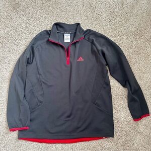 Adidas Boys 1/4 Zip Black and Red Climalite Jacket Size M